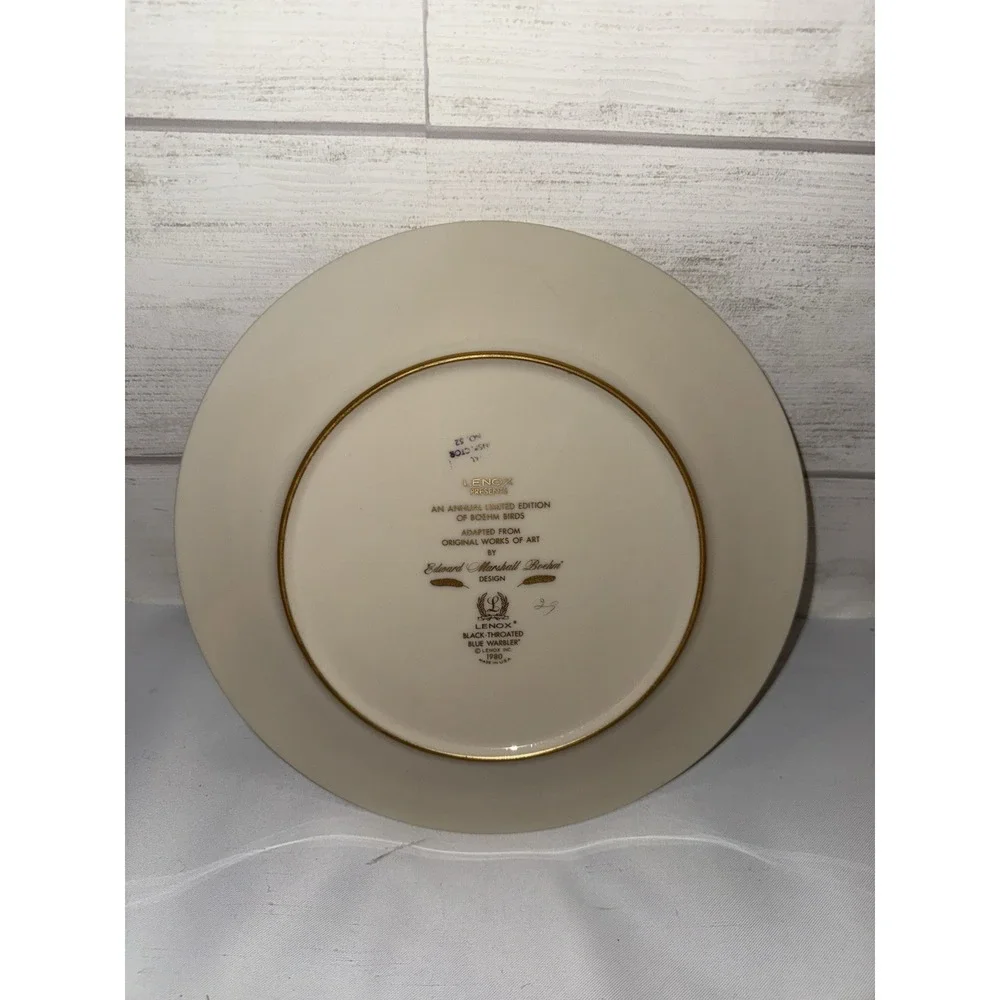 Lenox BOEHM‎ BIRDS Collectible Plate Black-Throated Blue Warbler